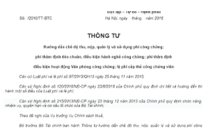 Dự thảo Thông tư hướng dẫn chế độ thu, nộp, quản lý và sử dụng phí công chứng; phí thẩm định tiêu chuẩn, điều kiện hành nghề công hứng; phí thẩm định điều kiện hoạt động Văn phòng công chứng; lệ phí cấp thẻ công chứng viên (12/09/2016)