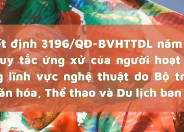 Quyết định 3196/QĐ-BVHTTDL năm 2021 về Quy tắc ứng xử của người hoạt động trong lĩnh vực nghệ thuật do Bộ trưởng Bộ Văn hóa